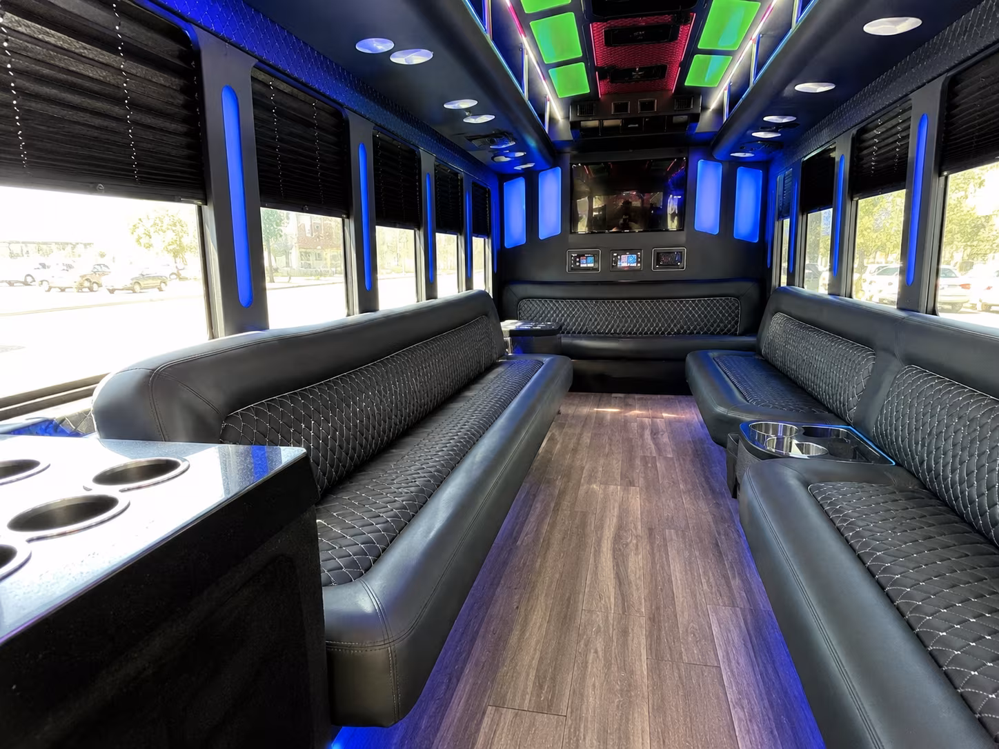 battle creek 15 passenger party bus inside