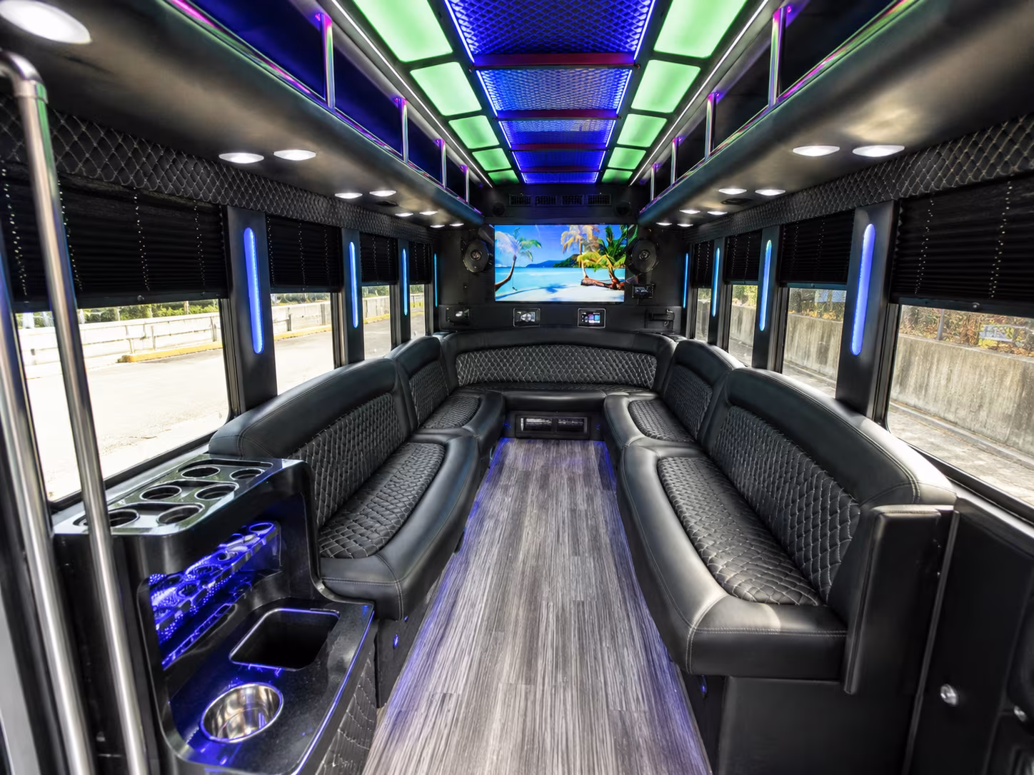 battle creek 18 passenger party bus inside