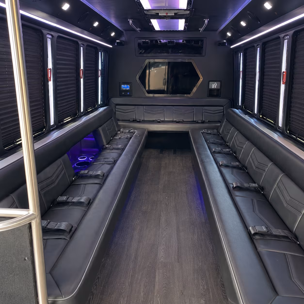battle creek 18 passenger party bus interior