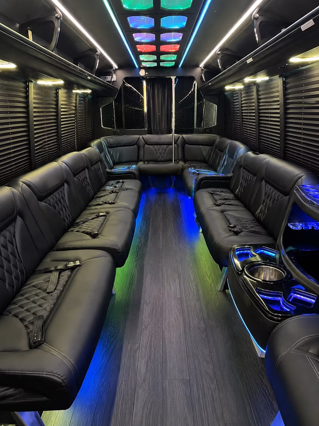 battle creek 20 passenger party bus interior