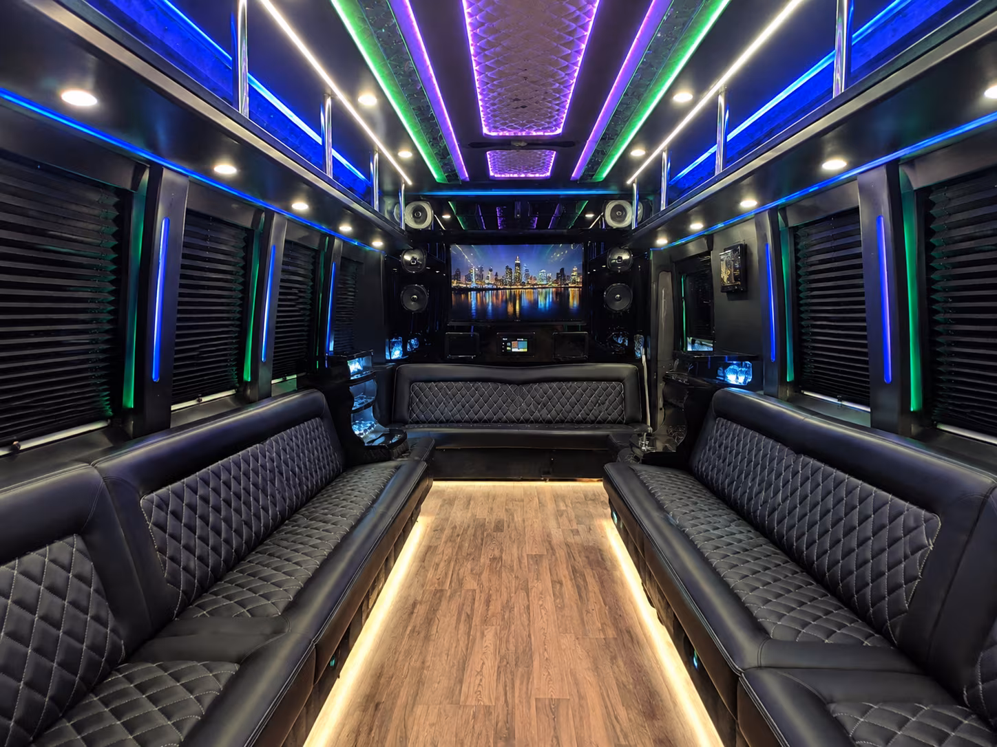 battle creek 25 passenger party bus interior
