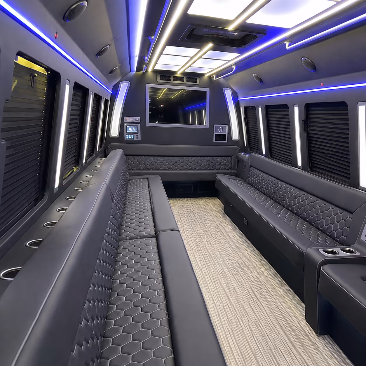battle creek 40 passenger party bus inside