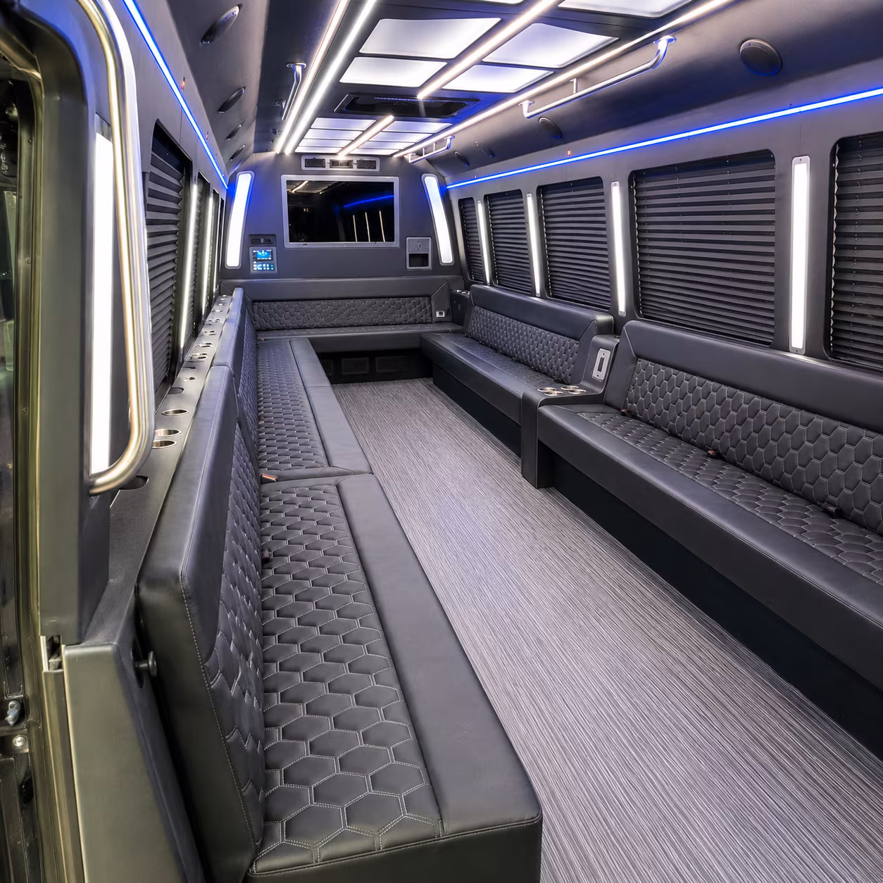 battle creek 40 passenger party bus interior